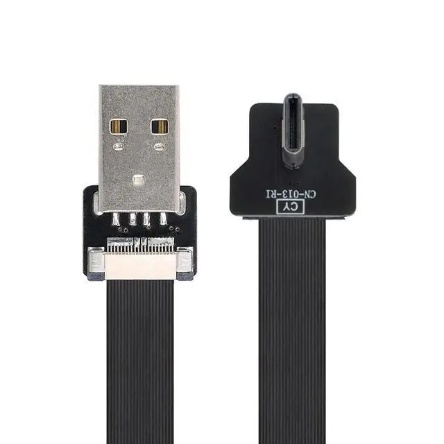 Alt view image 6 of 7 - USB C Flat Cable USB 2.0 Male to USB C Male 90 Degree Right Angled Data Transfer Charging Ribbon Flex Extension Cable Adapter 0.2M