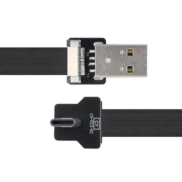 Alt view image 7 of 7 - USB C Flat Cable USB 2.0 Male to USB C Male 90 Degree Right Angled Data Transfer Charging Ribbon Flex Extension Cable Adapter 0.2M
