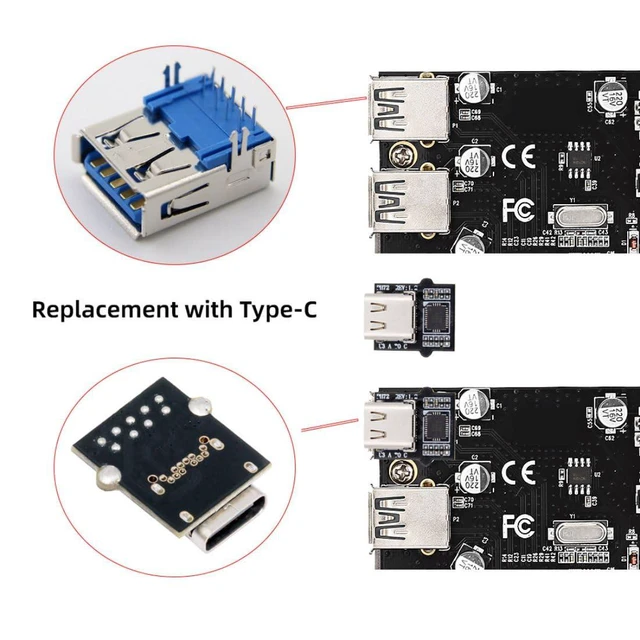 Alt view image 3 of 7 - USB C DIY Connector USB 3.0 A to USB C Female Socket Port Repair Replacement Solder Adapter with VL160 Chipset