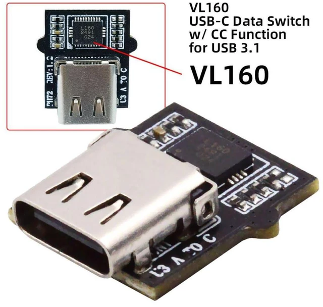 Alt view image 5 of 7 - USB C DIY Connector USB 3.0 A to USB C Female Socket Port Repair Replacement Solder Adapter with VL160 Chipset