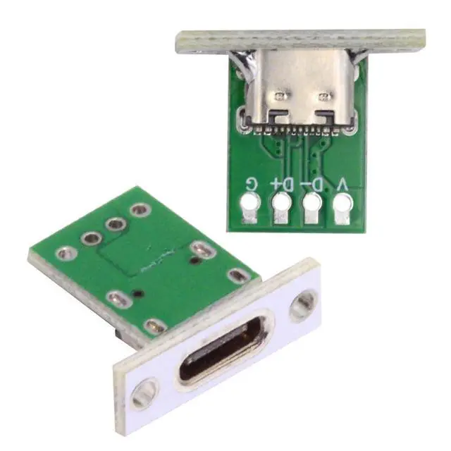 Alt view image 7 of 7 - 5 Pack USB C DIY Connector USB C 24Pin Female Socket Port Repair Replacement Solder Adapter with Panel Mount Screw Hole
