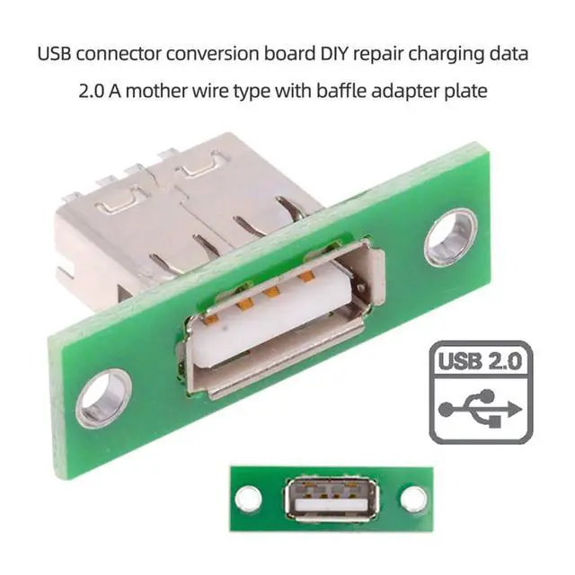 Alt view image 2 of 7 - 5 Pack USB 2.0 DIY Connector USB 2.0 Female Socket Port Repair Replacement Solder Adapter with Panel Mount Screw Hole