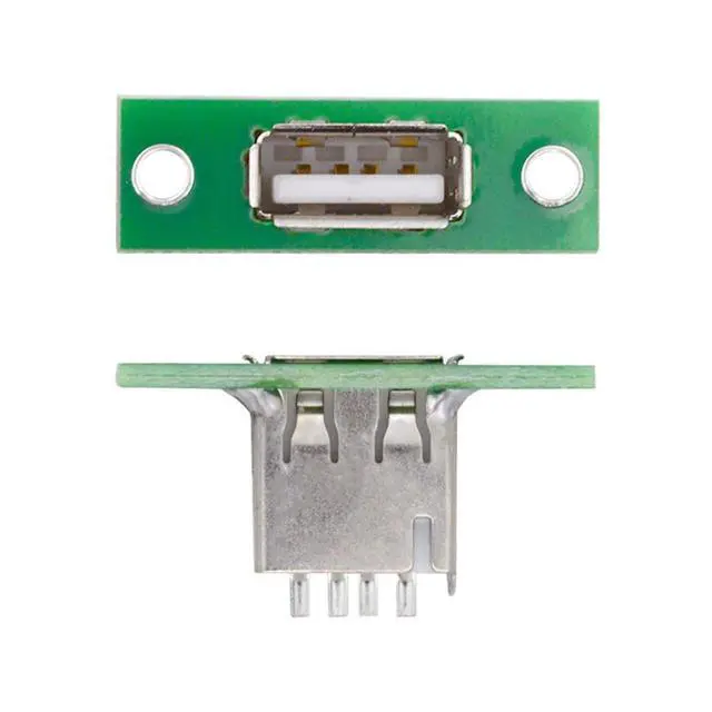 Alt view image 7 of 7 - 5 Pack USB 2.0 DIY Connector USB 2.0 Female Socket Port Repair Replacement Solder Adapter with Panel Mount Screw Hole