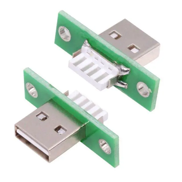 Alt view image 7 of 7 - 5 Pack USB 2.0 DIY Connector USB 2.0 Male Plug Reversible Insertion Port Repair Replacement Solder Adapter with Panel Mount Screw Hole