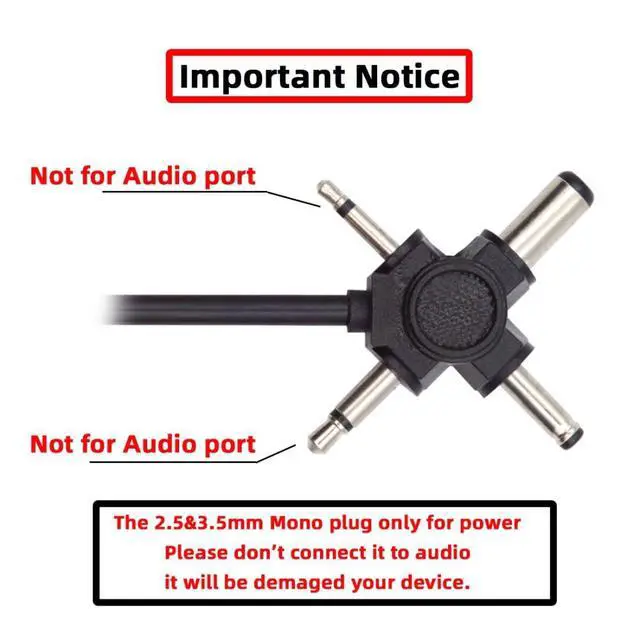 Alt view image 2 of 7 - 4 in 1 DC 5V 5.5x2.1mm 4.0x1.7mm Mono 3.5mm 2.5mm to USB 2.0 Power Plug Barrel Connector Charge Cable 1.5M