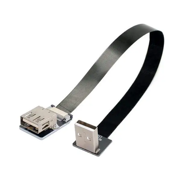 Alt view image 4 of 6 - USB 2.0 Flat Cable USB 2.0 Male to Female 90 Degree UP Angled Data Transfer Charging Ribbon Flex Extension Cable Adapter 2.0M