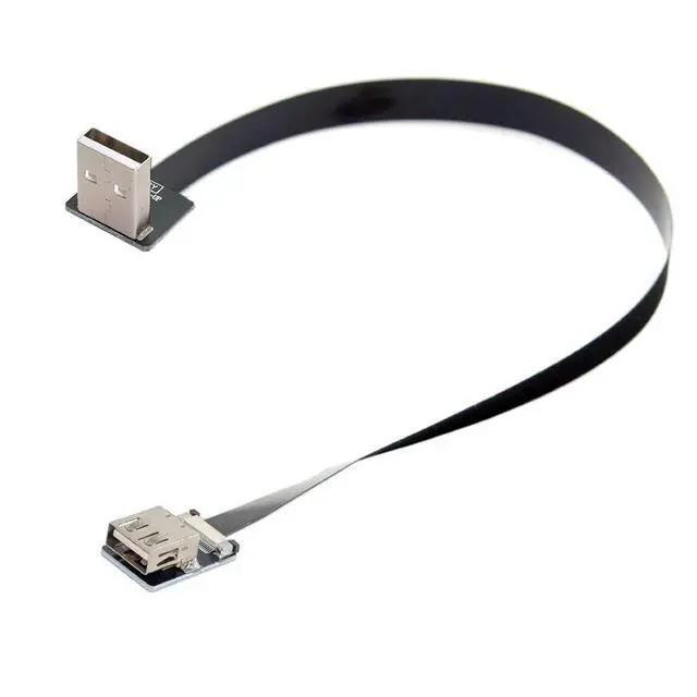 Alt view image 5 of 6 - USB 2.0 Flat Cable USB 2.0 Male to Female 90 Degree UP Angled Data Transfer Charging Ribbon Flex Extension Cable Adapter 2.0M