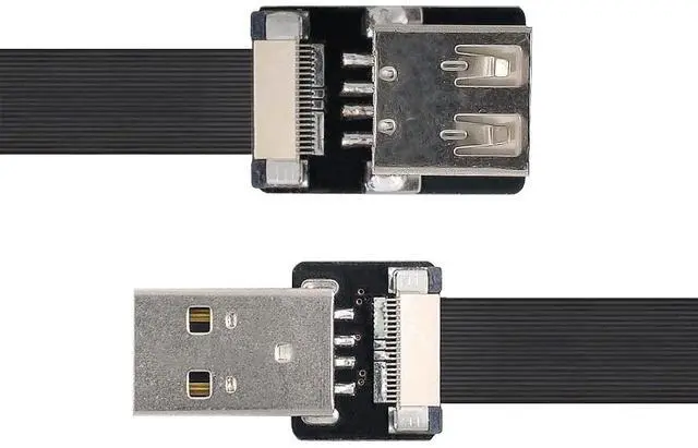 Alt view image 7 of 7 - USB 2.0 Flat Cable USB 2.0 Male to Female Data Transfer Charging Ribbon Flex Extension Cable Adapter 0.5M