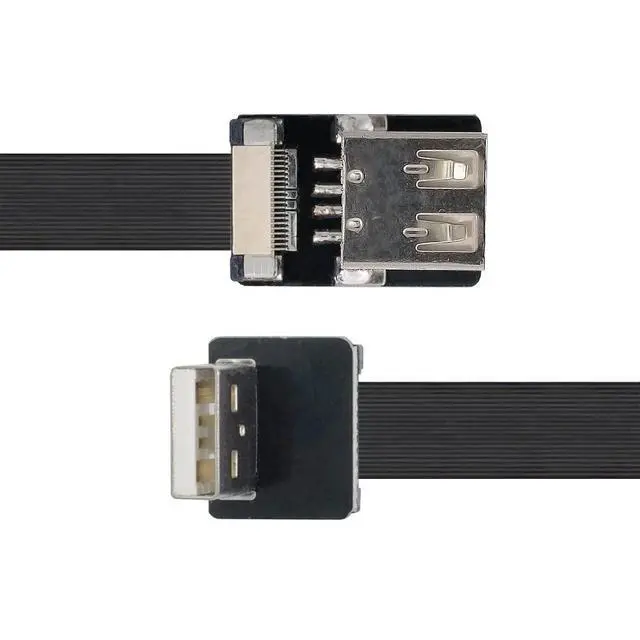 Alt view image 7 of 7 - USB 2.0 Flat Cable USB 2.0 Male to Female 90 Degree UP Angled Data Transfer Charging Ribbon Flex Extension Cable Adapter 0.5M