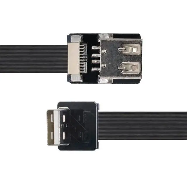 Alt view image 7 of 7 - USB 2.0 Flat Cable USB 2.0 Male to Female 90 Degree Down Angled Data Transfer Charging Ribbon Flex Extension Cable Adapter 1.0M