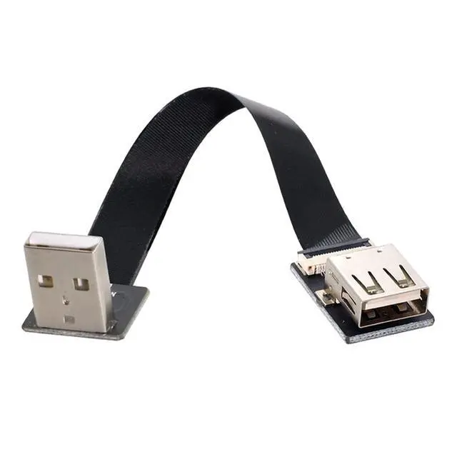 Alt view image 5 of 7 - USB 2.0 Flat Cable USB 2.0 Male to Female 90 Degree Down Angled Data Transfer Charging Ribbon Flex Extension Cable Adapter 1.0M