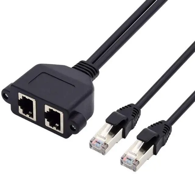 Main image of RJ45 8P8C Cat6 Male to Female LAN Ethernet Network Extension Cable Dual Ports FTP STP UTP with Panel Mount Holes