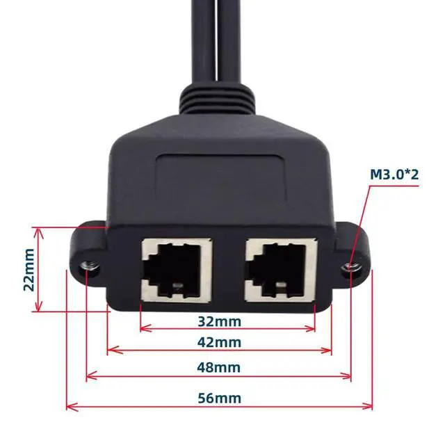 Alt view image 3 of 7 - RJ45 8P8C Cat6 Male to Female LAN Ethernet Network Extension Cable Dual Ports FTP STP UTP with Panel Mount Holes