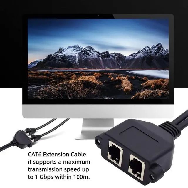 Alt view image 4 of 7 - RJ45 8P8C Cat6 Male to Female LAN Ethernet Network Extension Cable Dual Ports FTP STP UTP with Panel Mount Holes