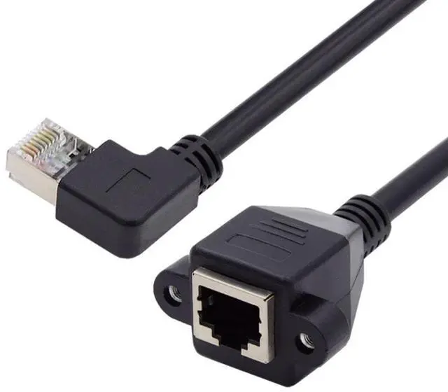 Main image of Cat6 RJ45 Cable,8P8C FTP STP UTP Cat6 Male to Female LAN Ethernet Network Extension Cable Right 90 Degree Angled with Panel Mount Holes