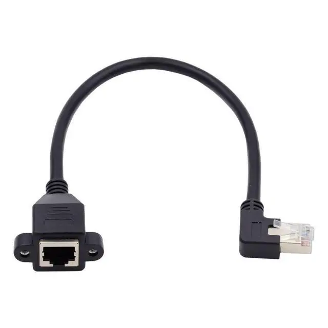 Alt view image 2 of 6 - Cat6 RJ45 Cable,8P8C FTP STP UTP Cat6 Male to Female LAN Ethernet Network Extension Cable Right 90 Degree Angled with Panel Mount Holes