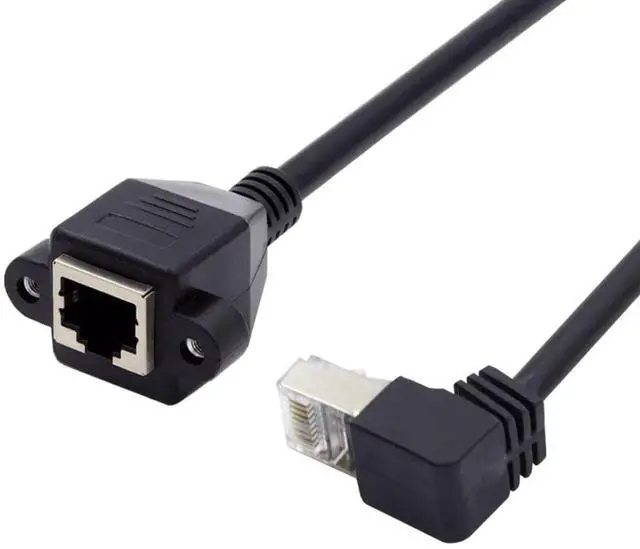 Main image of RJ45 Cable,8P8C FTP STP UTP Cat6 Male to Female LAN Ethernet Network Extension Cable 90 Degree Down Angled with Panel Mount Holes