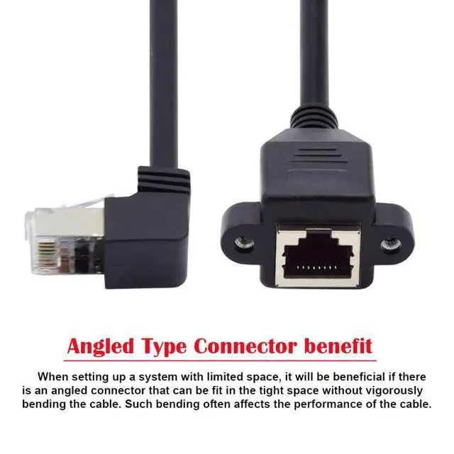 Alt view image 3 of 6 - RJ45 Cable,8P8C FTP STP UTP Cat6 Male to Female LAN Ethernet Network Extension Cable 90 Degree Down Angled with Panel Mount Holes
