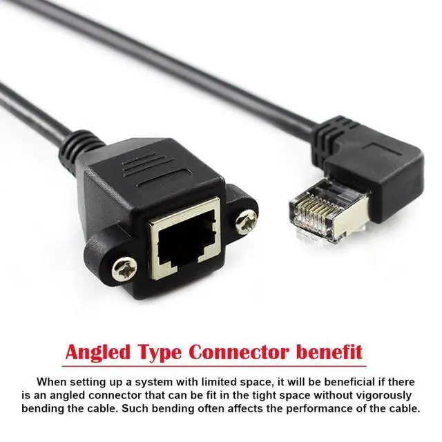 Alt view image 4 of 6 - Cat6 RJ45 Cable,8P8C FTP STP UTP Cat6 Male to Female LAN Ethernet Network Extension Cable Right 90 Degree Angled with Panel Mount Holes