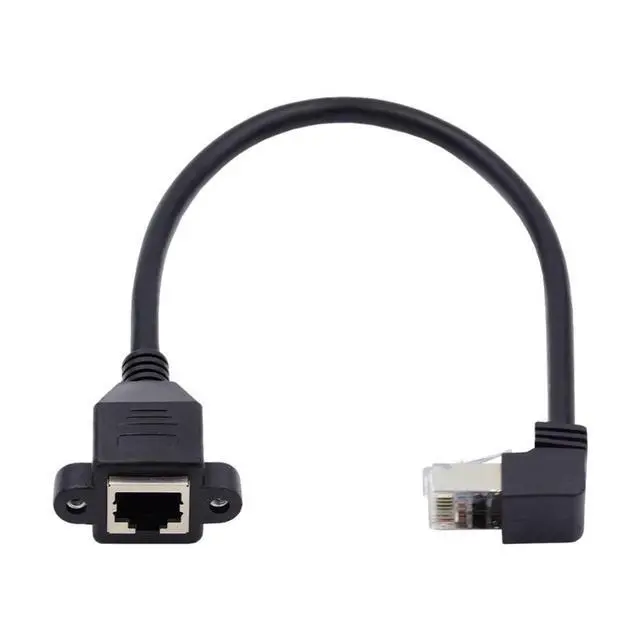 Alt view image 5 of 6 - RJ45 Cable,8P8C FTP STP UTP Cat6 Male to Female LAN Ethernet Network Extension Cable 90 Degree Down Angled with Panel Mount Holes