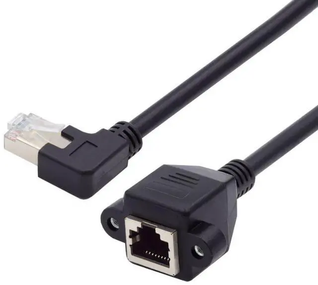 Main image of Cat6 RJ45 Cable,8P8C FTP STP UTP Cat6 Male to Female LAN Ethernet Network Extension Cable Left 90 Degree Angled with Panel Mount Holes