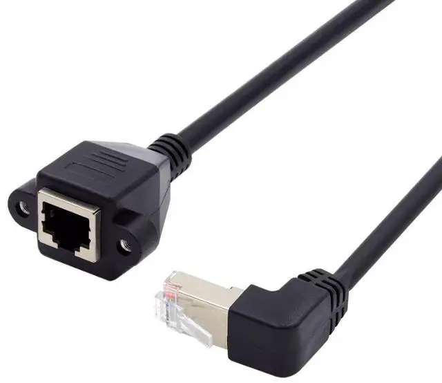 Main image of RJ45 Cable,8P8C FTP STP UTP Cat6 Male to Female LAN Ethernet Network Extension Cable 90 Degree UP Angled with Panel Mount Holes