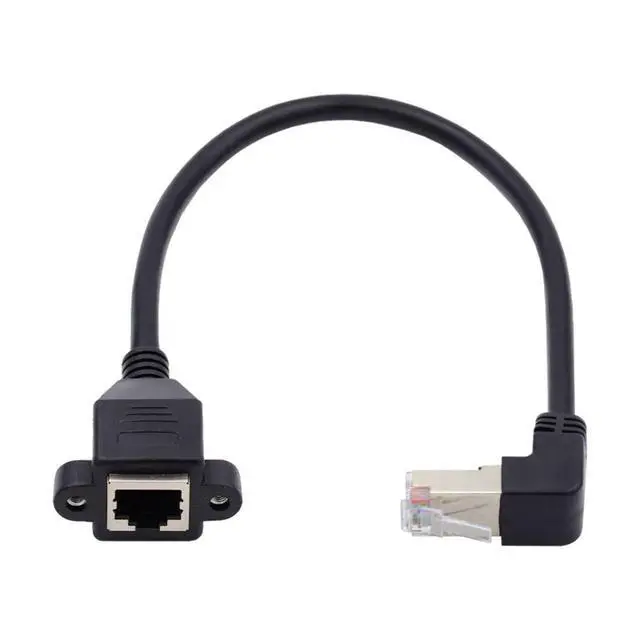 Alt view image 7 of 7 - RJ45 Cable,8P8C FTP STP UTP Cat6 Male to Female LAN Ethernet Network Extension Cable 90 Degree UP Angled with Panel Mount Holes