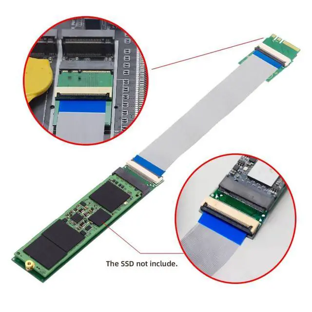 Alt view image 7 of 7 - M.2(A+E Key) 2230MM to NVME M-Key Extension Card Adapter for Motherboard NVME SSD Hard Drive Port Extension 2230/2242/2260/2280MM with 15cm Flat Cable