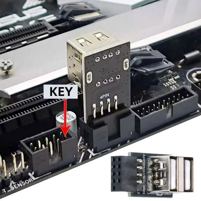 Alt view image 3 of 7 - 2 Pack USB 2.0 Front Panel Header 9/10Pin 1 Male to 2 USB 2.0 Female 90 Degree Angled Mainboard Header Port Extension Adapter