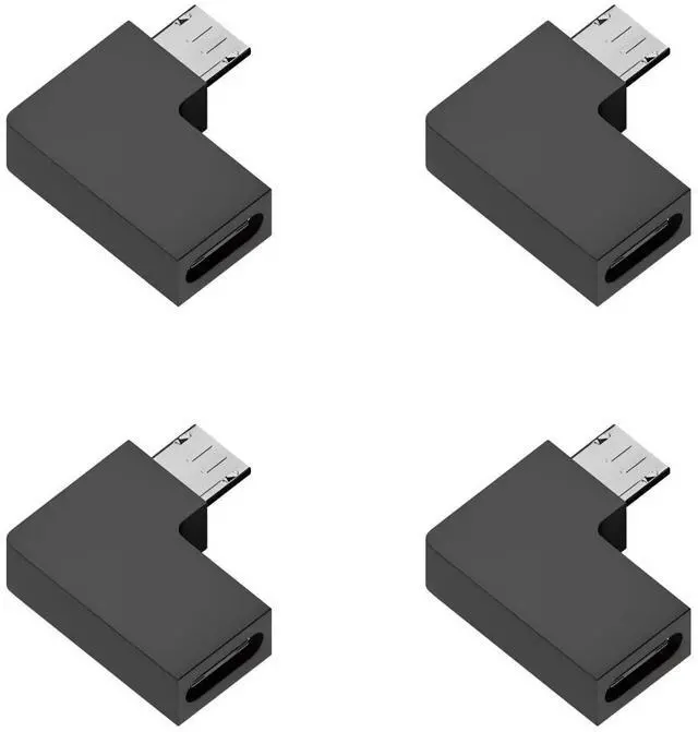 Main image of 4 Pack USB C to Micro USB Adapter,Micro USB Male to USB C Female 90 Degree Right Angled Converter Connector Adapter Support Charge Data Sync