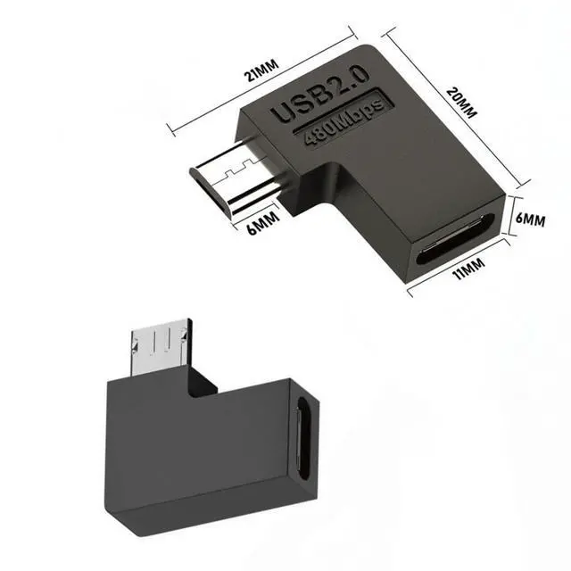 Alt view image 6 of 6 - 4 Pack USB C to Micro USB Adapter,Micro USB Male to USB C Female 90 Degree Right Angled Converter Connector Adapter Support Charge Data Sync