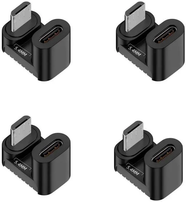 Main image of 4 Pack USB C to Micro USB Adapter,Micro USB Male to USB C Female 180 Degree UP Angled Converter Connector Adapter Support Charge Data Sync