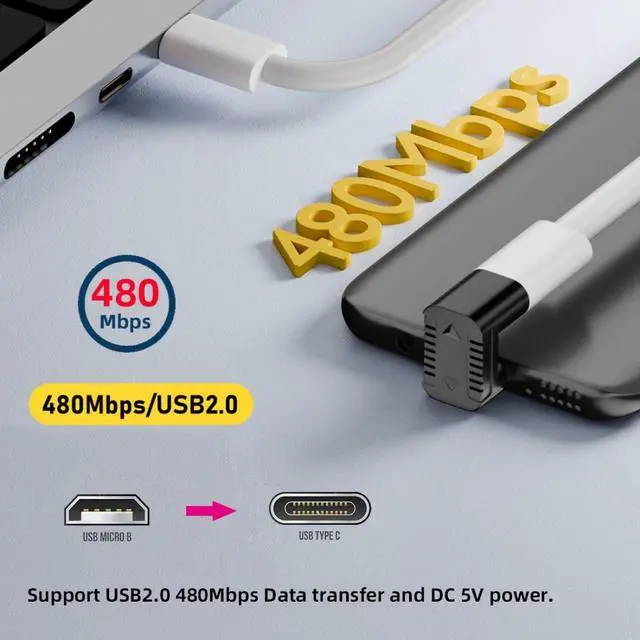 Alt view image 2 of 6 - 4 Pack USB C to Micro USB Adapter,Micro USB Male to USB C Female 90 Degree Right Angled Converter Connector Adapter Support Charge Data Sync