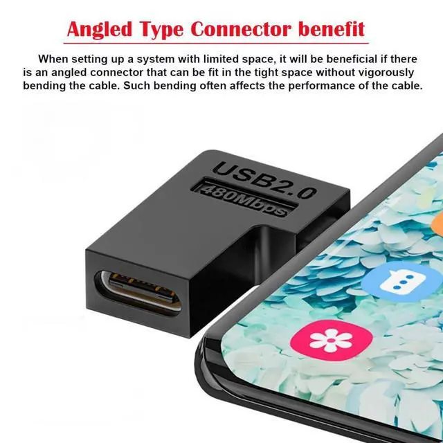 Alt view image 3 of 6 - 4 Pack USB C to Micro USB Adapter,Micro USB Male to USB C Female 90 Degree Right Angled Converter Connector Adapter Support Charge Data Sync