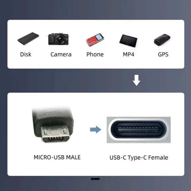 Alt view image 5 of 6 - 4 Pack USB C to Micro USB Adapter,Micro USB Male to USB C Female 90 Degree Right Angled Converter Connector Adapter Support Charge Data Sync