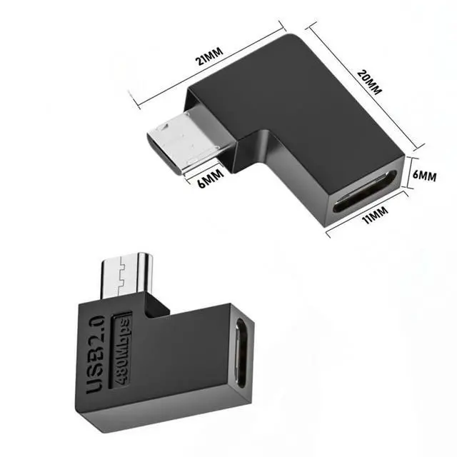 Alt view image 6 of 6 - 4 Pack USB C to Micro USB Adapter,Micro USB Male to USB C Female 90 Degree Left Angled Converter Connector Adapter Support Charge Data Sync