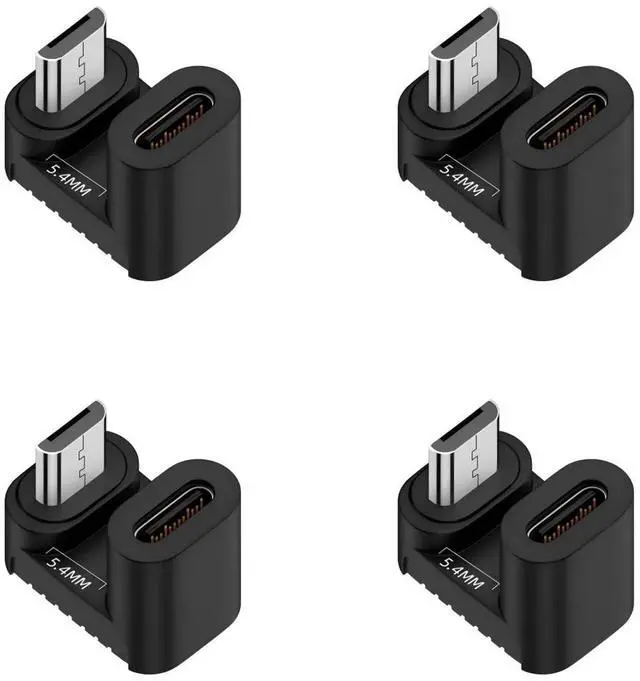 Main image of 4 Pack USB C to Micro USB Adapter,Micro USB Male to USB C Female 180 Degree Down Angled Converter Connector Adapter Support Charge Data Sync