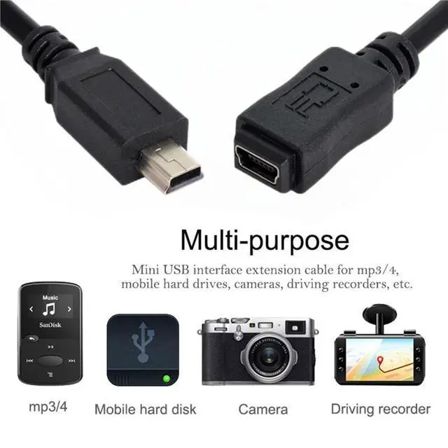 Alt view image 2 of 7 - Mini USB Extension Cable, USB 2.0 Mini USB 5Pin Male to Female Power Charging Data Transfer Extension Cable for Dash Cam/GPS/Camera 4.92FT/1.5M