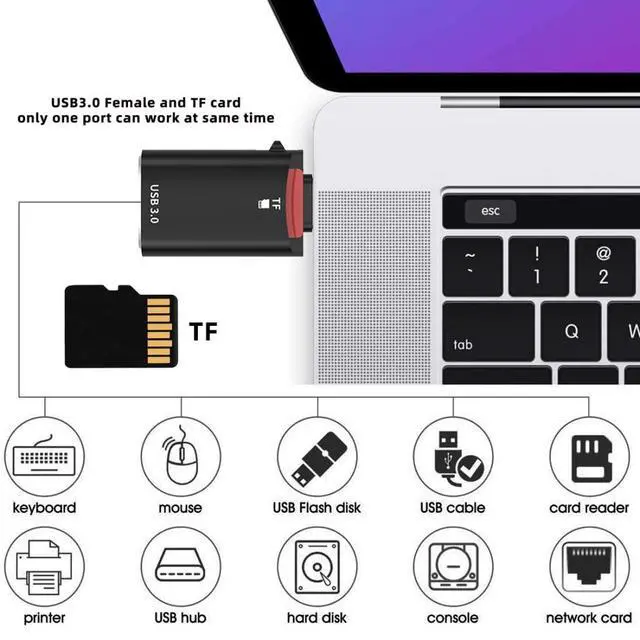 Alt view image 4 of 7 - USB C TF Micro-SD Card Reader OTG 2 in 1 Combo Adapter Type-C to USB Female+TF Combo Adapter