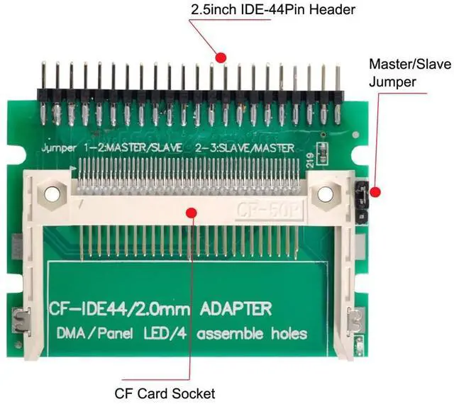 Alt view image 2 of 7 - CF Compact Flash Merory Card to 2.5" 44Pin IDE Hard Disk Drive HDD SSD Adapter for Laptop