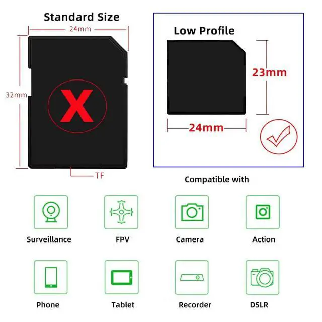 Alt view image 2 of 7 - Micro SD to SD Memory Card Mini Adapter Compatible with 13/15" MacBook Air/Pro/Retina Black 23x24mm
