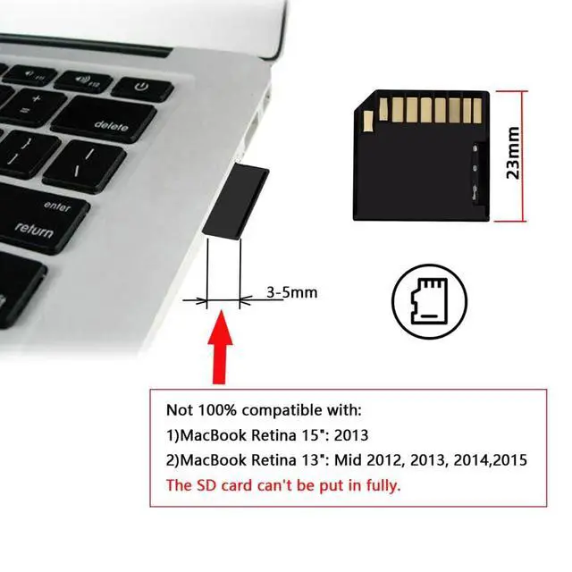 Alt view image 6 of 7 - Micro SD to SD Memory Card Mini Adapter Compatible with 13/15" MacBook Air/Pro/Retina Black 23x24mm