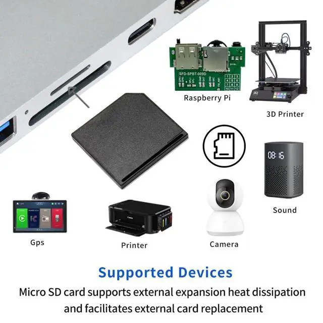 Alt view image 7 of 7 - Micro SD to SD Memory Card Mini Adapter Compatible with 13/15" MacBook Air/Pro/Retina Black 23x24mm