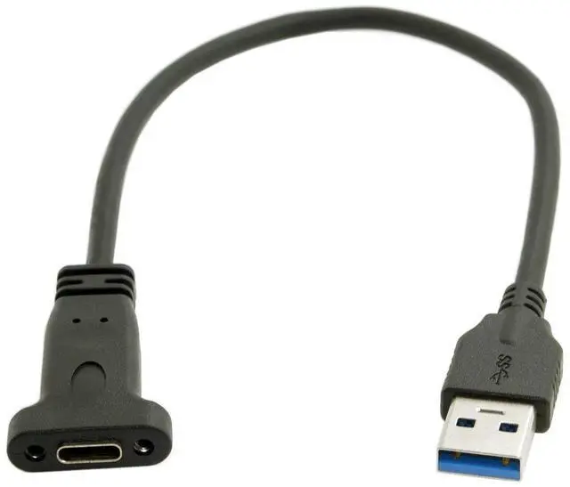 Main image of CY USB C Cable,USB 3.0 Type A Male to Type C Female Data Cable 20cm with Panel Mount Screw Hole