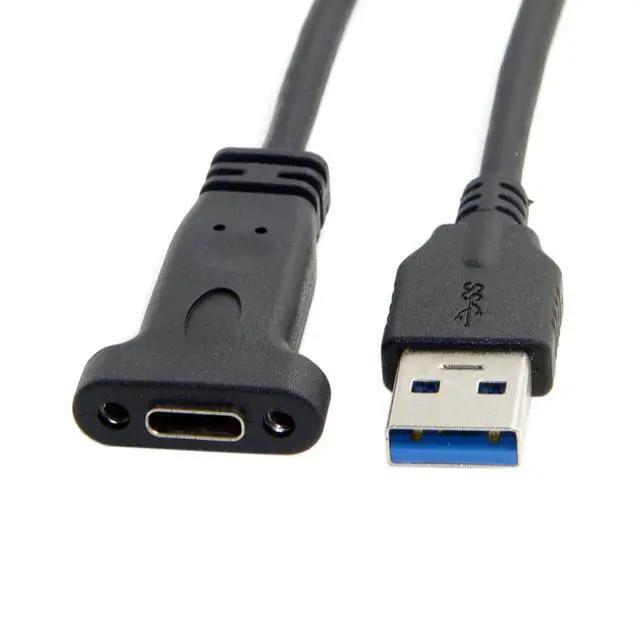 Alt view image 7 of 7 - CY USB C Cable,USB 3.0 Type A Male to Type C Female Data Cable 20cm with Panel Mount Screw Hole