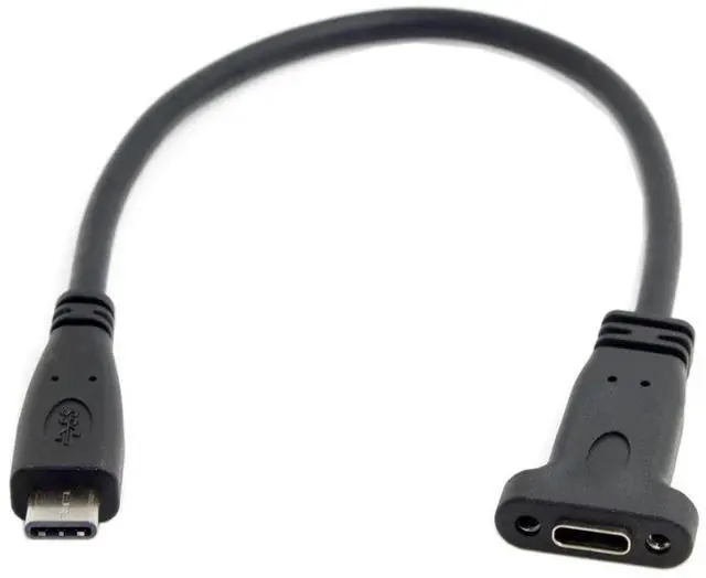 Main image of USB C Extension Cable USB 3.1 Gen 2 10Gbps Male to Female Fast Charging Data Transfer Extension Cable 0.2M with Panel Mount Screw Hole
