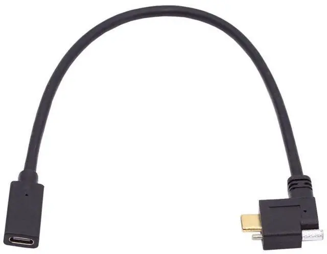 Main image of USB C Extension Cable USB 3.1 Gen 2 10Gbps Male to Female Fast Charging Data Transfer 90 Degree Right Angled Extension Cable 0.3M with Screw Locking