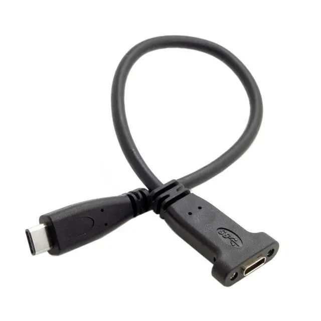 Alt view image 7 of 7 - USB C Extension Cable USB 3.1 Gen 2 10Gbps Male to Female Fast Charging Data Transfer Extension Cable 0.2M with Panel Mount Screw Hole