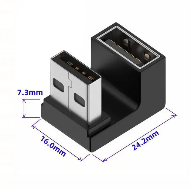 Alt view image 4 of 6 - USB 3.0 Adapter,USB 3.0 Type-A Male to Female 180 Degree UP Angled Connector Adapter
