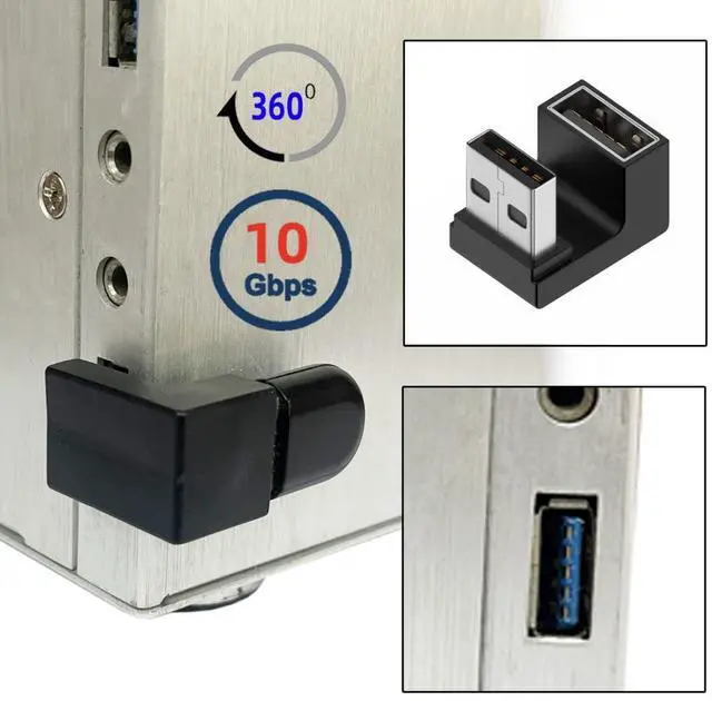 Alt view image 3 of 6 - USB 3.0 Adapter,USB 3.0 Type-A Male to Female 180 Degree UP Angled Connector Adapter